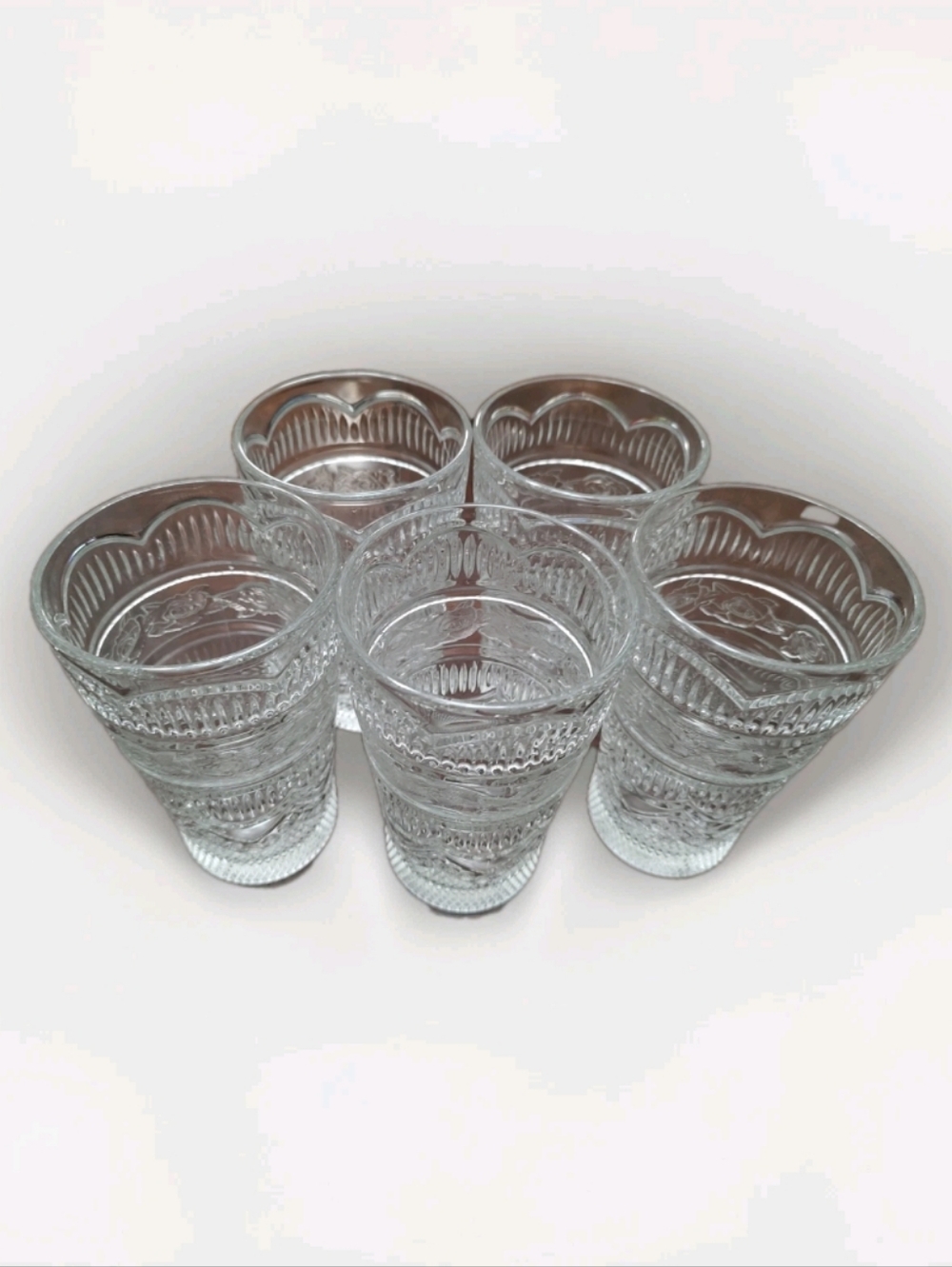 Vintage Set of 5 Heritage Hannon Cristal D'arques-Durand Tumblers Roses Pattern